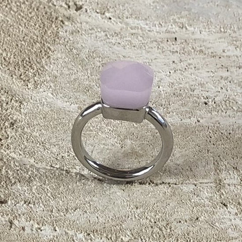 RING LIVORNO SILVER PINK OPAL STONE S56