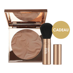 Geschenkpakket met toilettasje poeder en mascara met gratis borstel