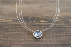 NECKLACE DIANA SILVER WITH BLUE STONE
