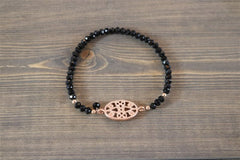BRACELET BLACK RG WITH CHARM IN THE MIDDLE