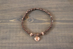 BRACELET BROWN RG WITH CHARM HEART