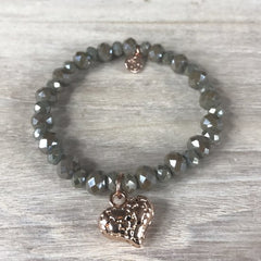 BRACELET GOLD/GREY WITH RG HEART CHARM