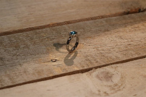 RING CANNES SILVER W/BLUE STONE S56